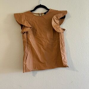 fab'rik Brown Flutter Sleeve Blouse